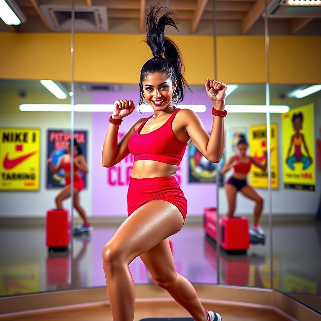 Retro Fitness Goddess in Action