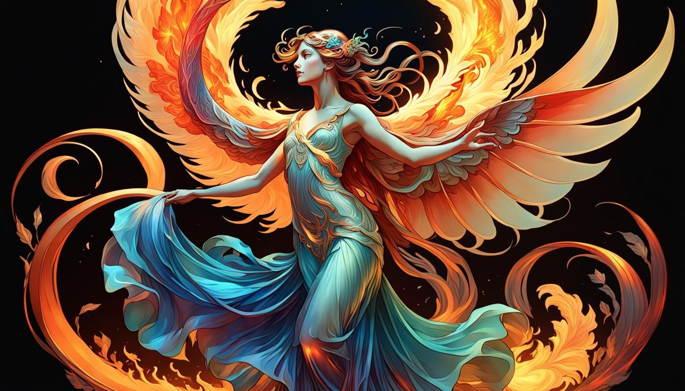 Phoenix Rising: Art Nouveau in Hyperrealistic 3D