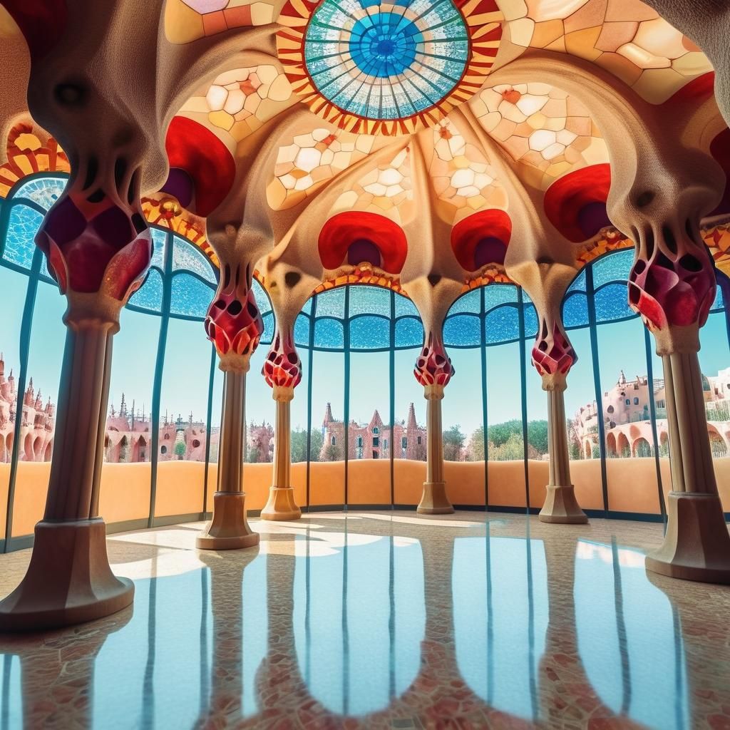Vibrant Gaudi-Inspired Palace in Surreal Style