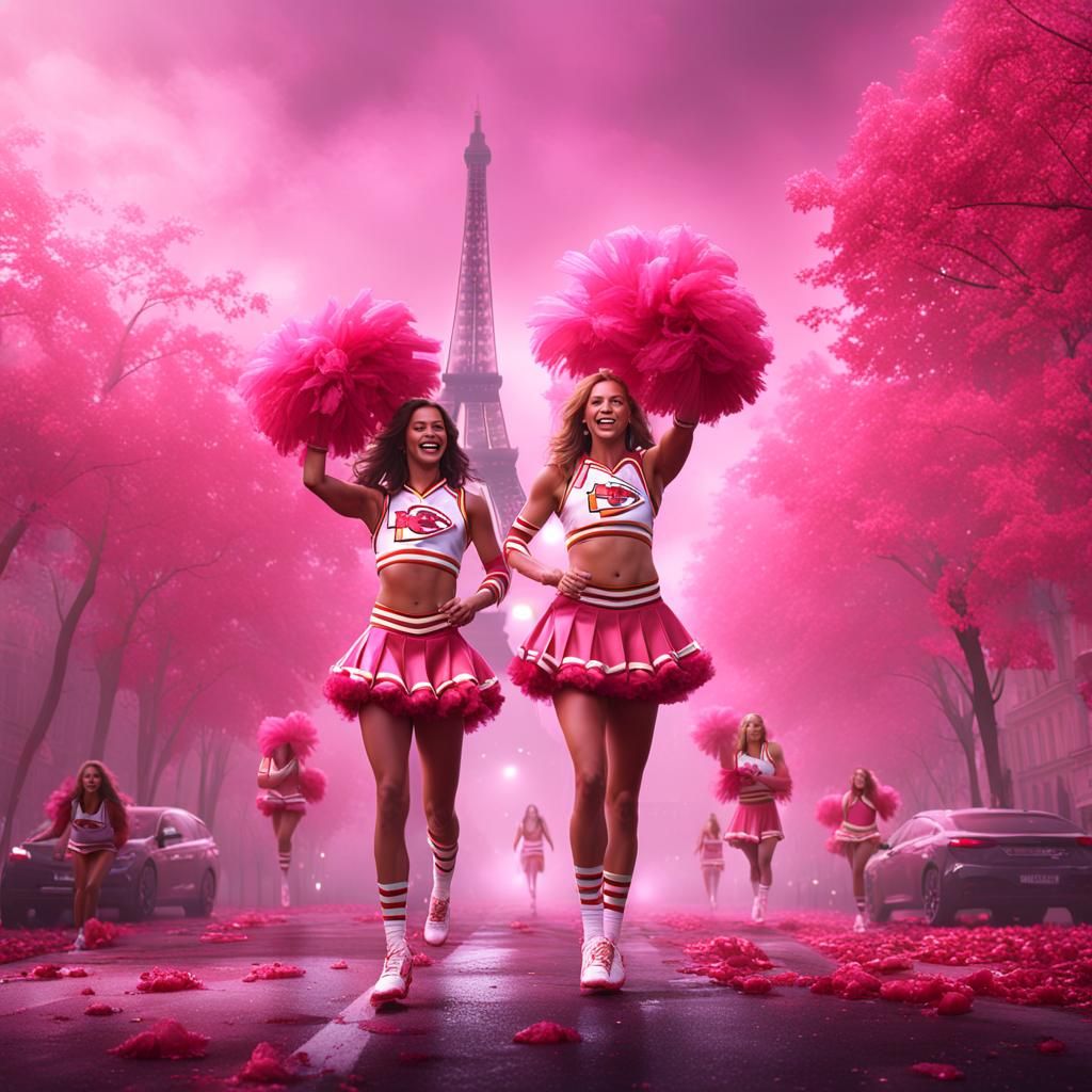 Kansas City Chiefs Cheerleaders in Paris Fog