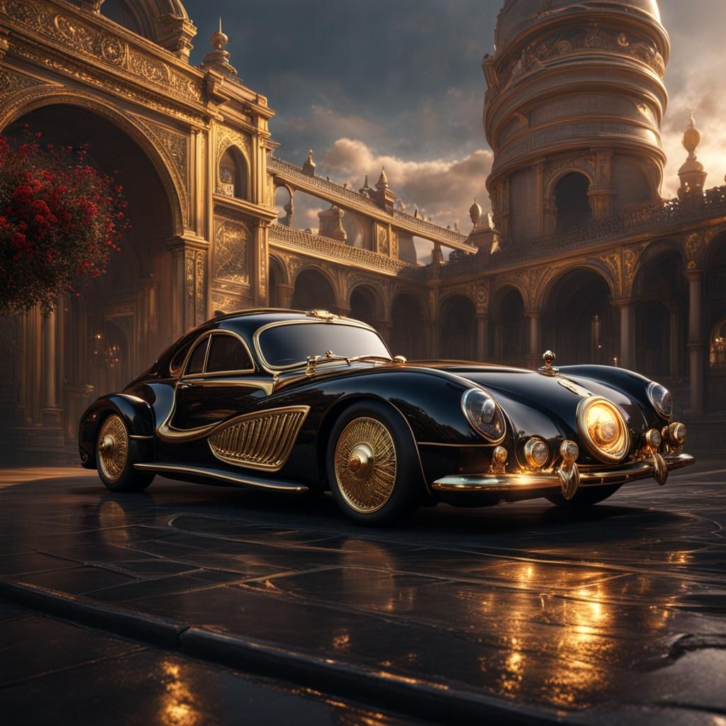 La Rose Noire Droptail: Gold and Silver Matte Painting