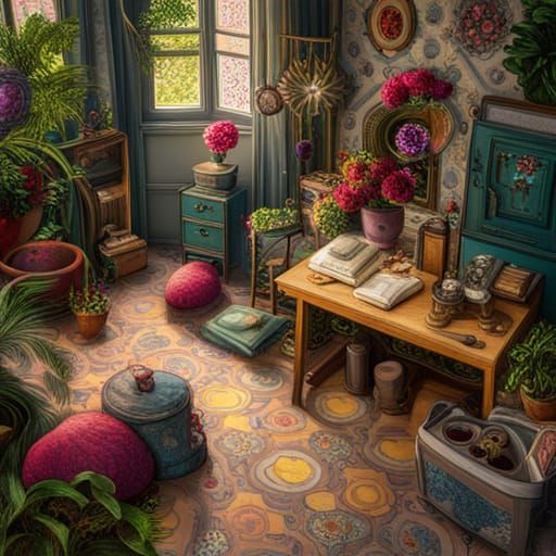 Vintage Floral Wallpaper Pattern in Detailed Matte Style