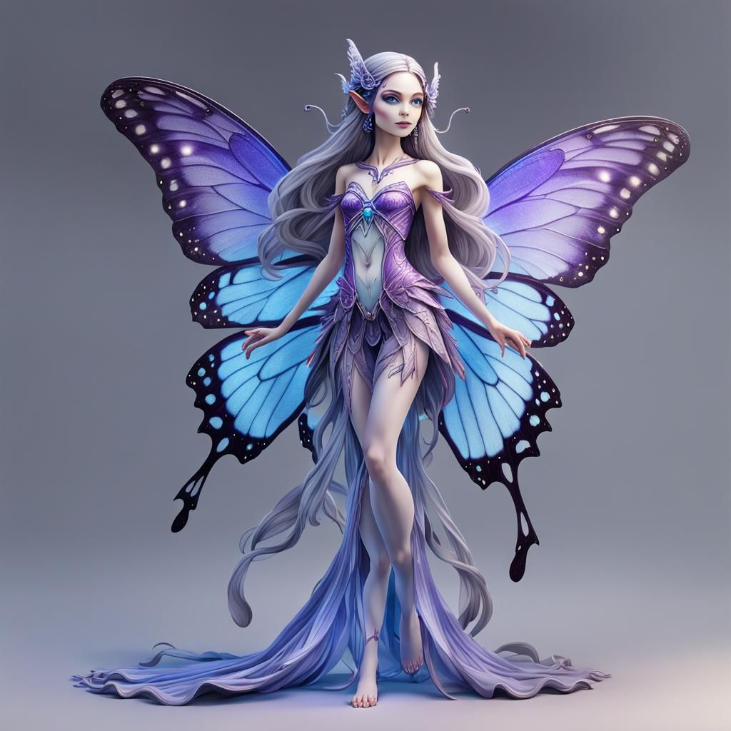 Diamond Butterfly Fairy in Bioluminescent Jungle