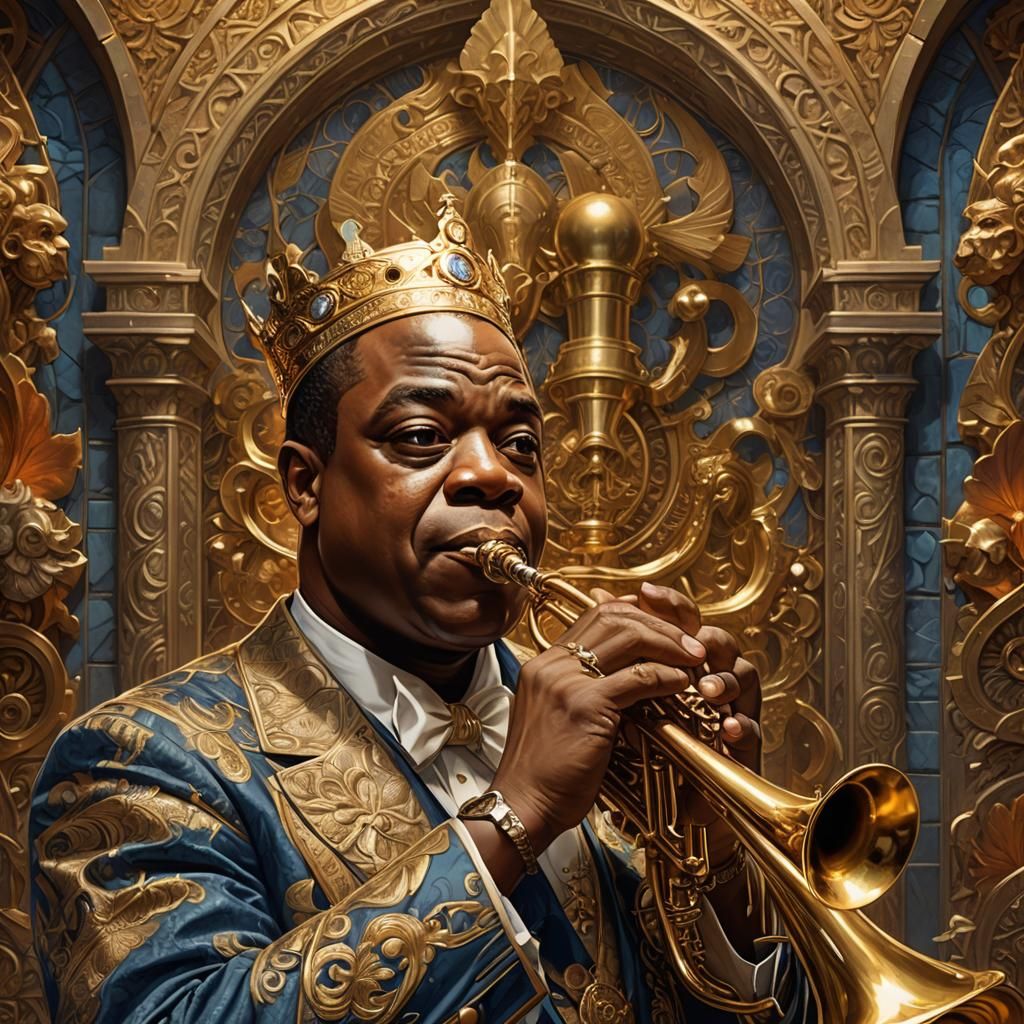 Louis Armstrong as Royal Trumpeter, Digital Art