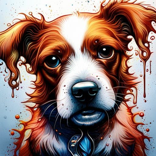 Glitter Puppy in Graffiti Splash Art Style