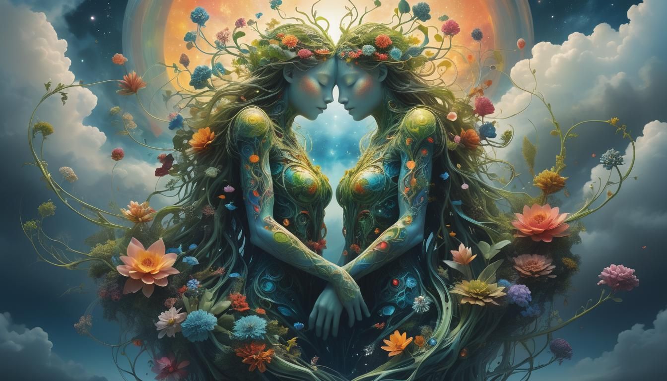 Intertwined Figures Reveal Dreamlike Biomechanical Art