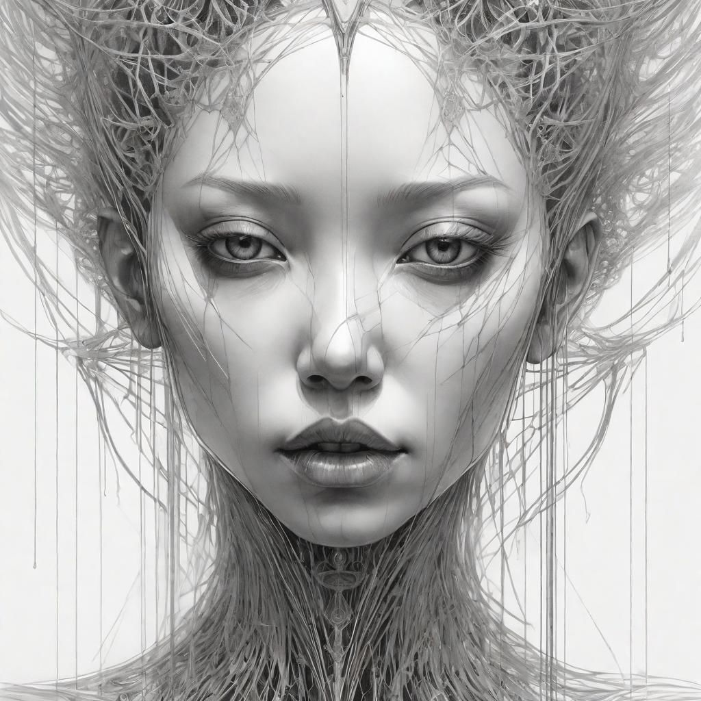 Divine Pencil Illustration in Anime Abstract Style