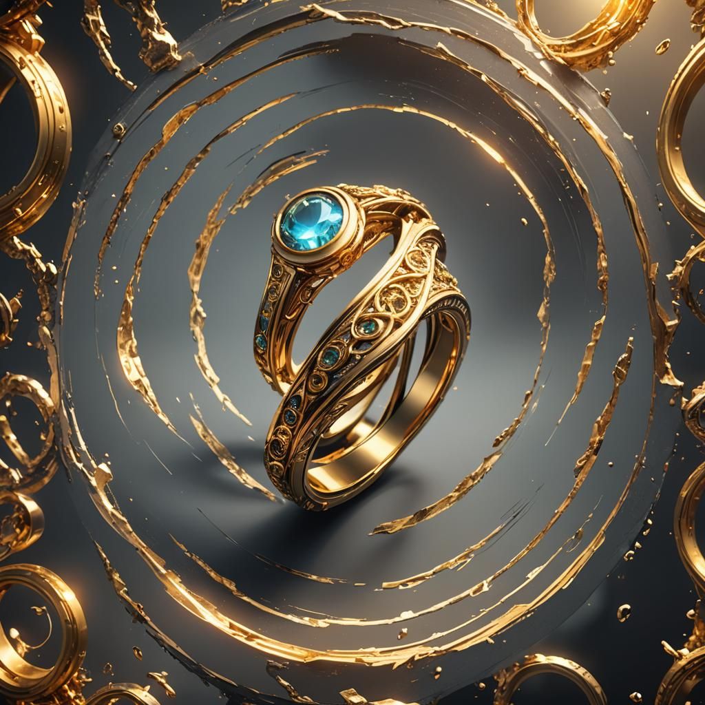 Glowing Golden Ring in Detailed Matte Painting