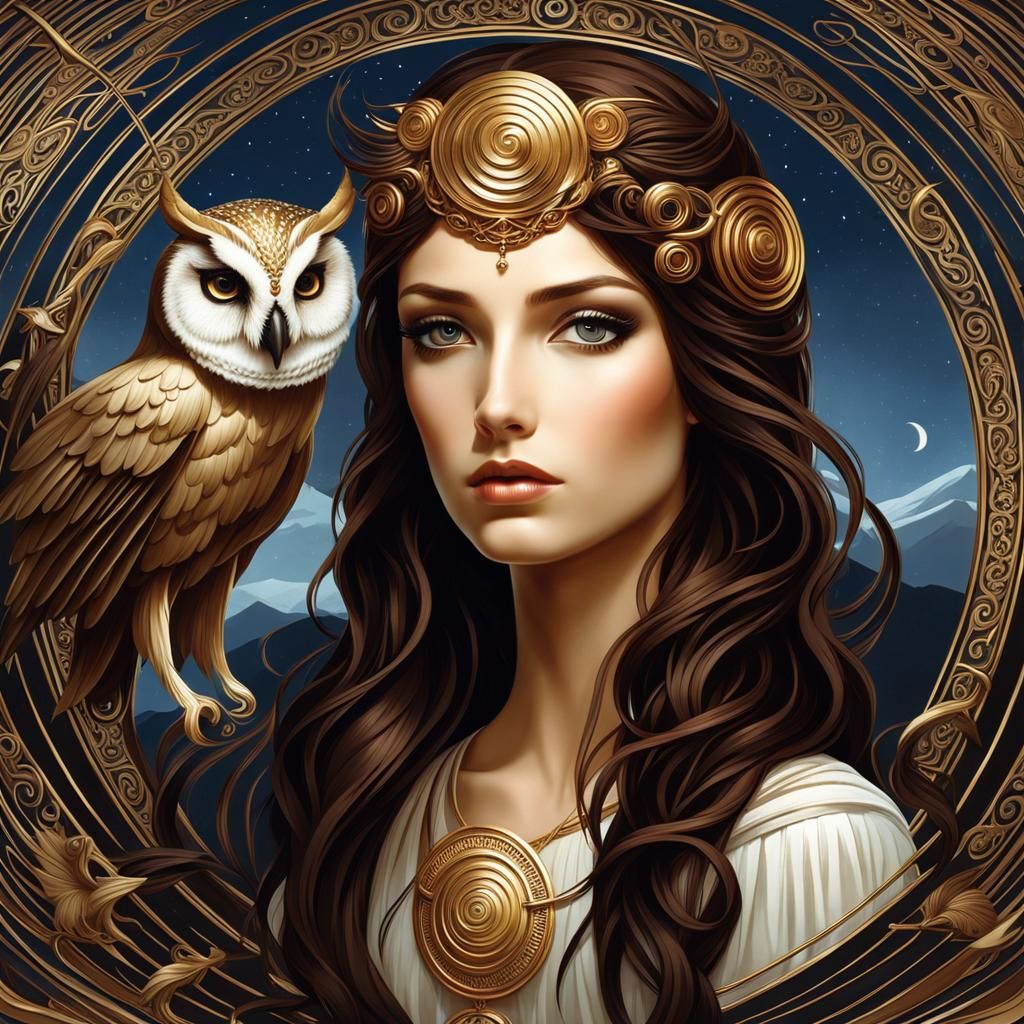 Olympian Goddess in Surreal Art Nouveau Style