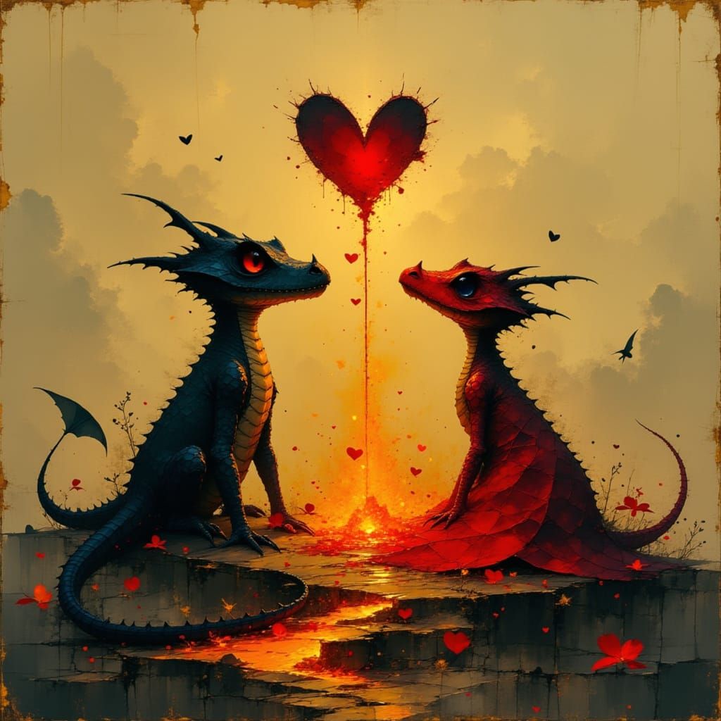 Romantic Lava Creatures with Volcano Heart Eruption