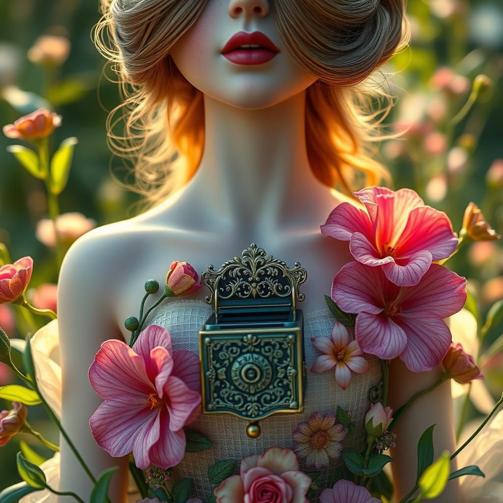 Porcelain Doll Woman with Music Box, Pop Surrealism