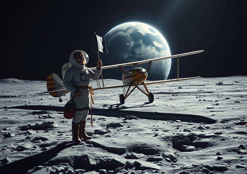 Amelia Earhart on the Moon, Digital Art