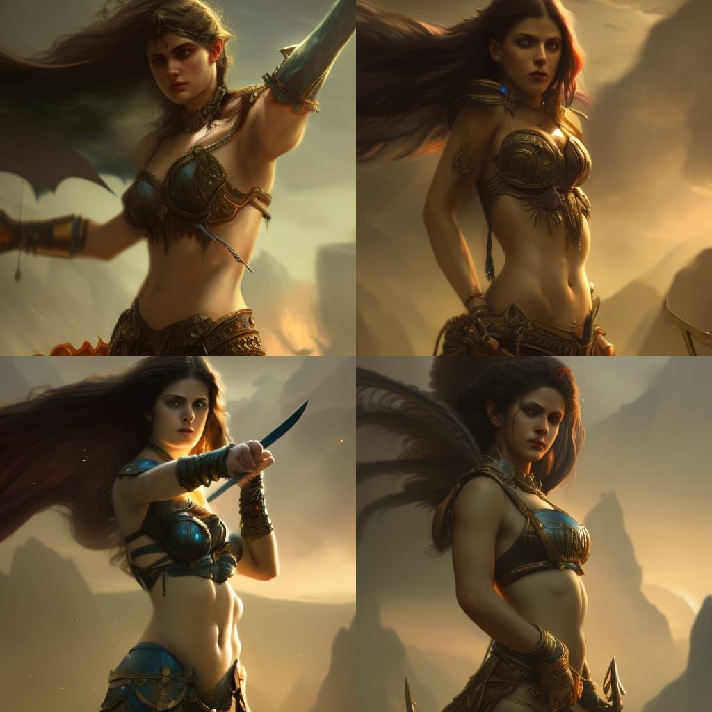 Female Warrior in Armor Bikini, Dark Fantasy Art