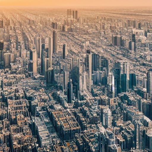 Vast Marbled Cityscape Under Golden Hour Light