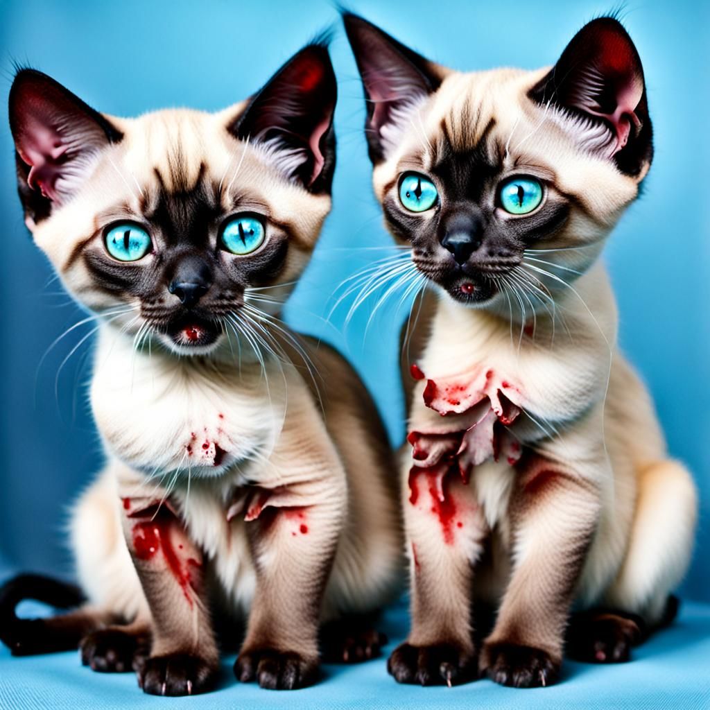 Zombie Siamese Kittens: An Unsettling Image