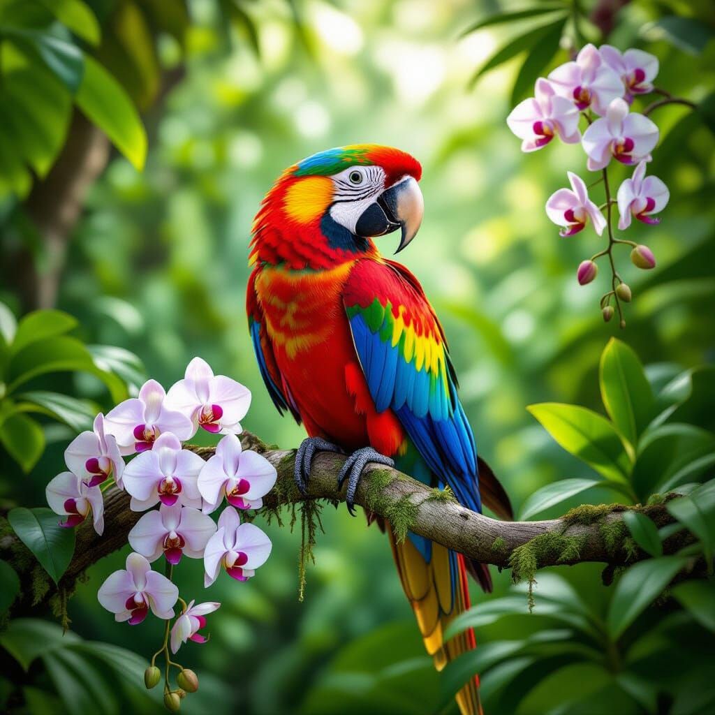 Vibrant Macaw in Lush Jungle Setting