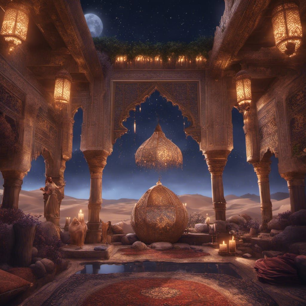 Arabian Night Wedding: Detailed Fantasy Concept Art