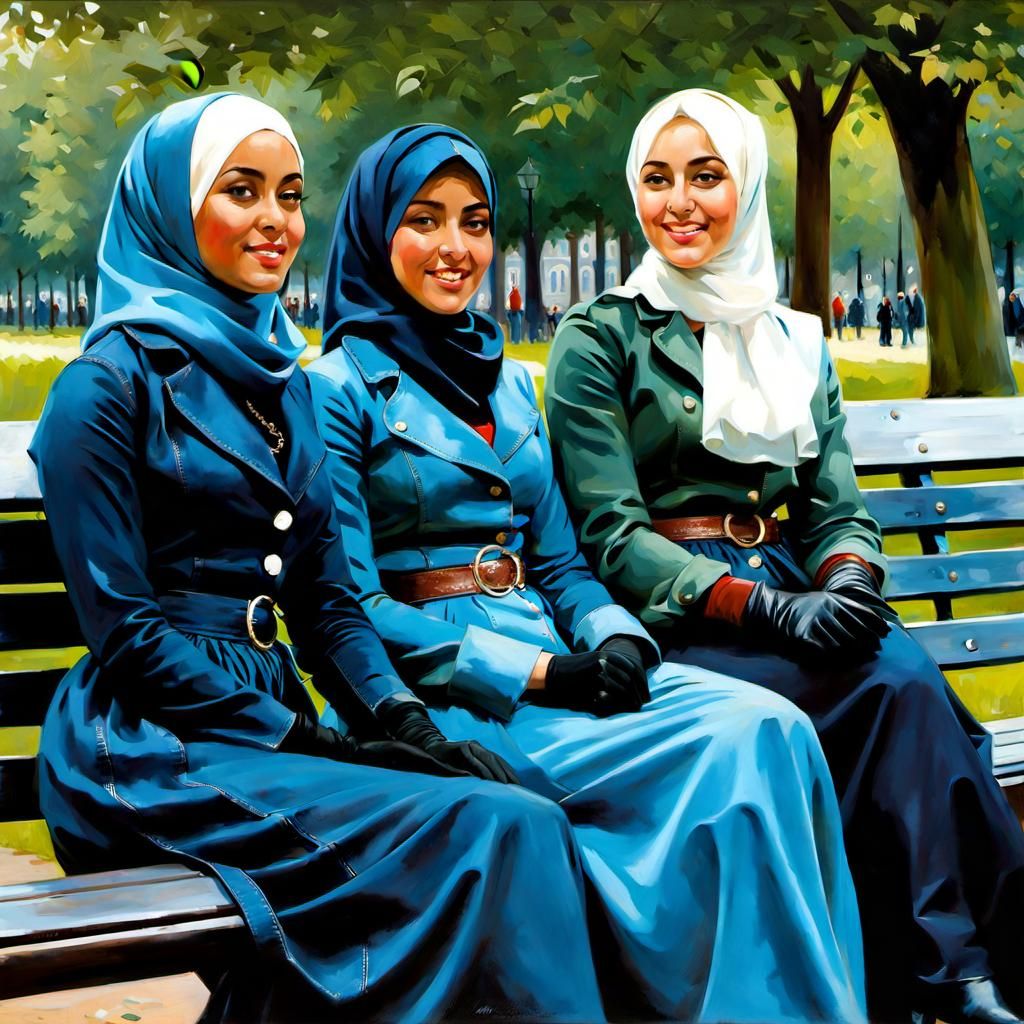 Danish Girls in Hijab, Oil Painting Portrait