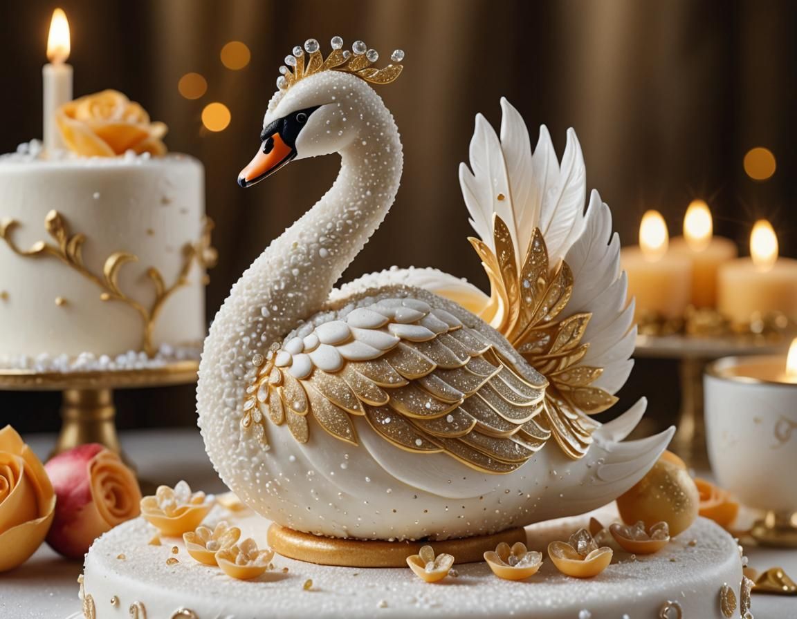 Marzipan Swan Wedding Cake Food Photography