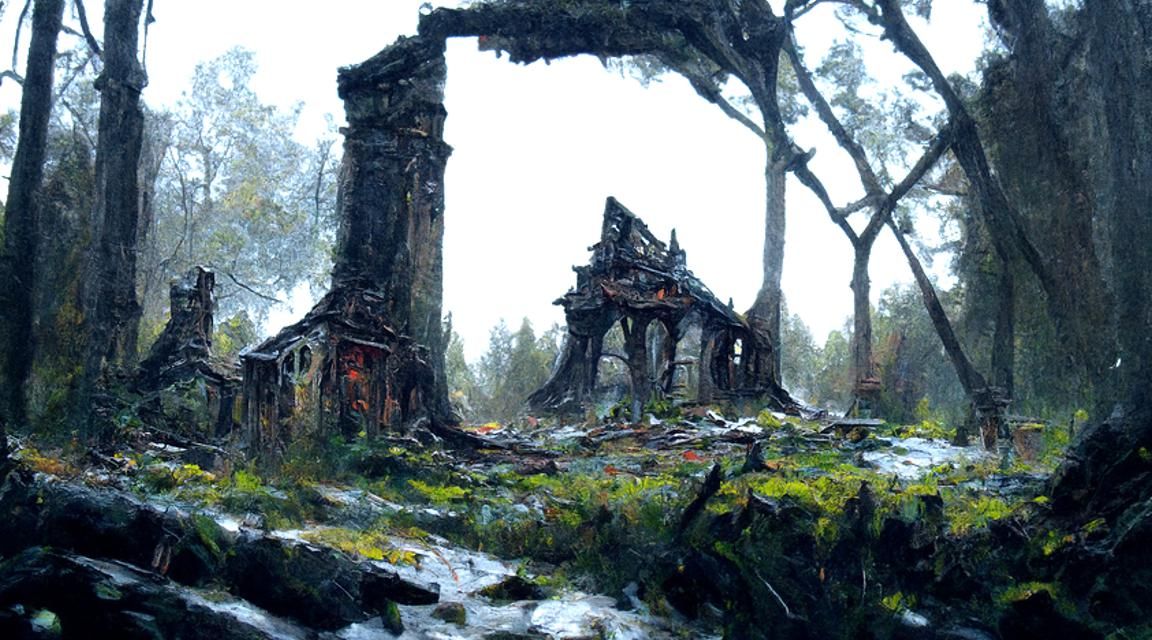 Ruins in the Woods: Fantasy Art