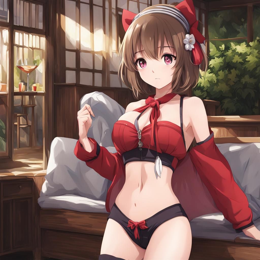 Anime Girl Illustration in Underwear