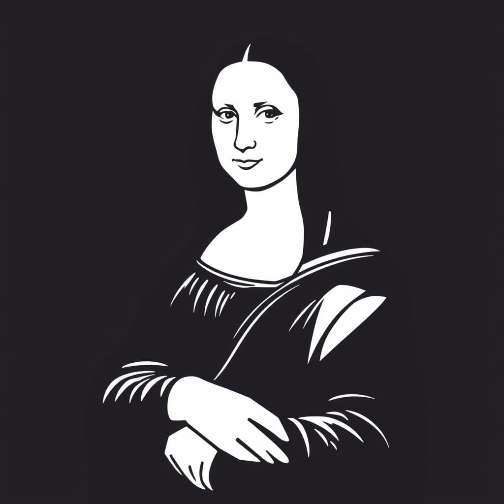 Surreal Geometric Mona Lisa in Triadic Colors