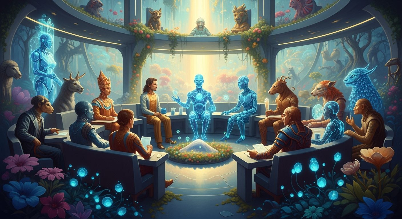 Surreal Futuristic Parliament of Species Mural
