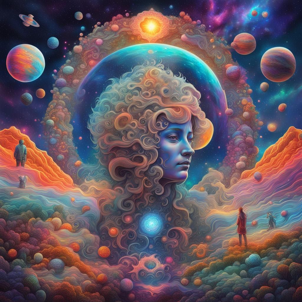 Holographic Cosmic Astral Illustration by Pablo Amaringo