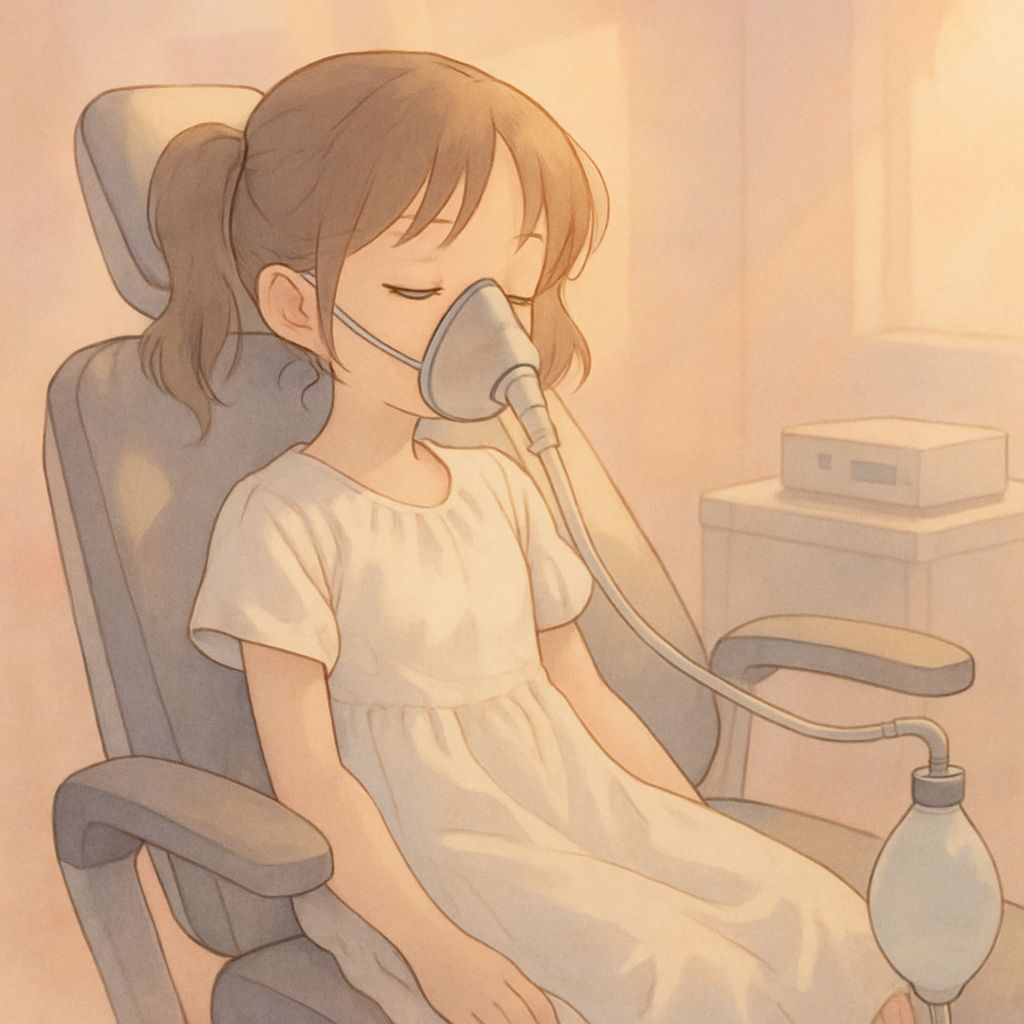 Young Girl Relaxes in Calming Dentist Chair Scene