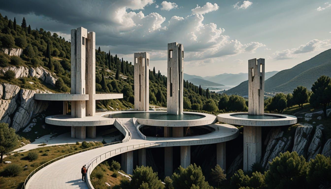 Barutana Brutalist Memorial Complex in Montenegrin Mountains