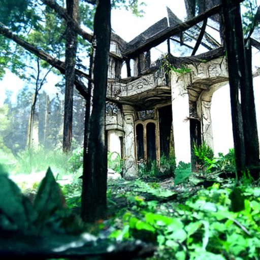 Abandoned Woodland Mansion: Detailed Matte Painting