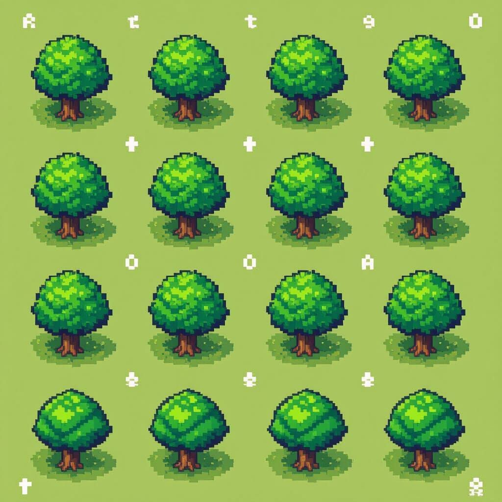 Top Down Pixel Art Trees Spritesheet