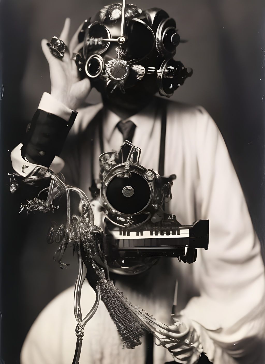 Weird Musician Portrait in Steampunk Style