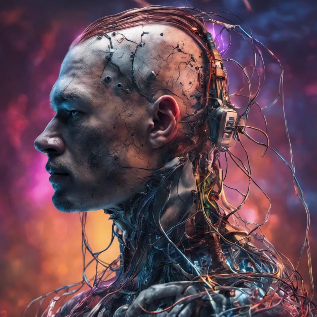 Cyborg Trapped in Internet: Hyperrealistic Concept Art