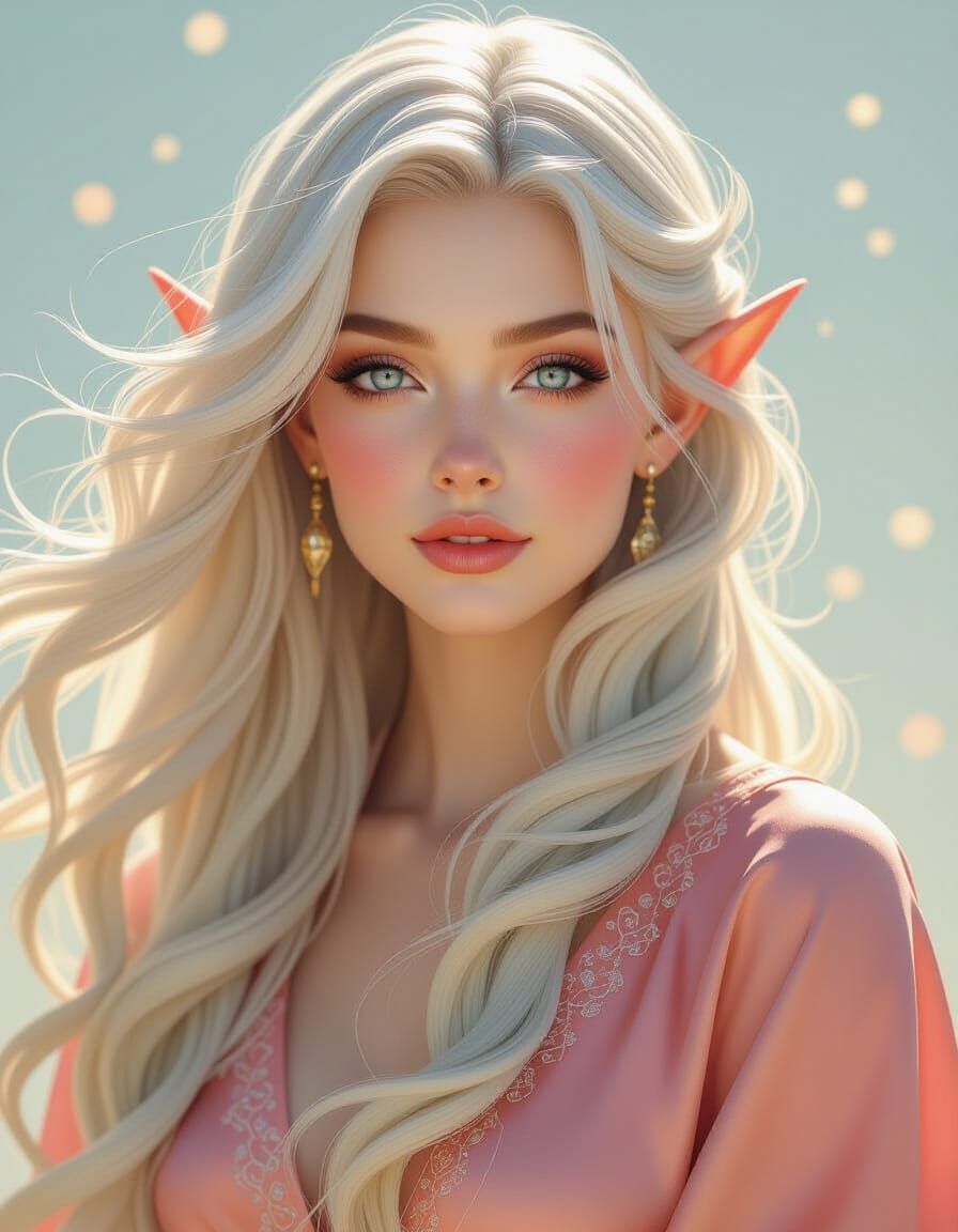 Ethereal Fairy Woman in Pastel Painterly Style