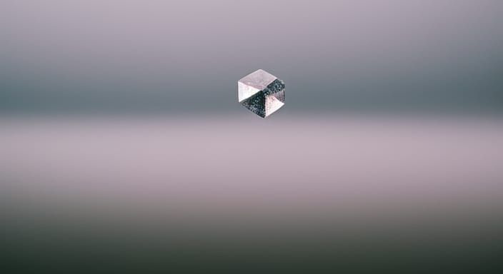 Floating Crystal in Mystical Fog Landscape