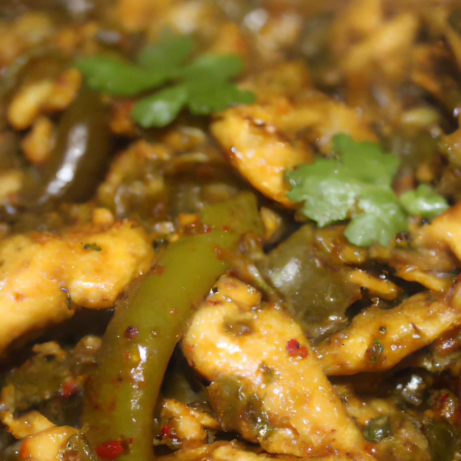 Realistic Top-Angle View of Pepper Chicken Fry