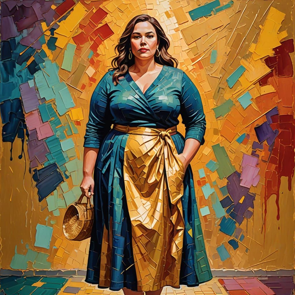 Gouache Portrait of a Beautiful Plus-Sized Woman