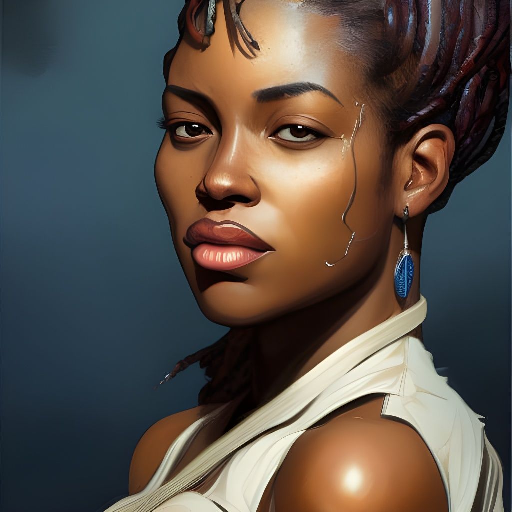 Detailed Portrait of an African American Woman in Art Nouvea...