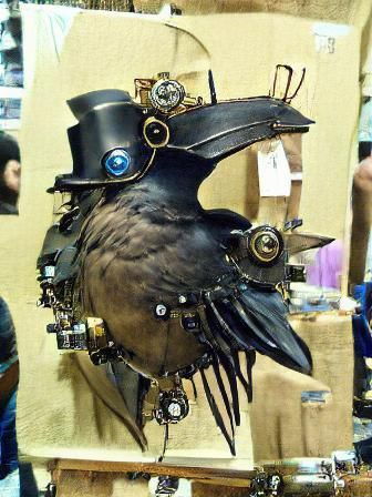 Steampunk Crow Head: Mechanical Avian Art