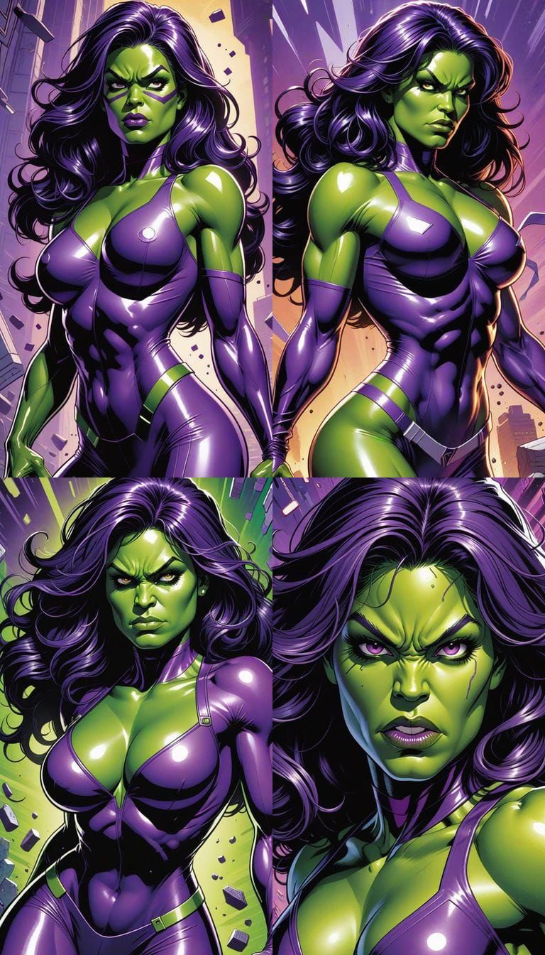 She-Hulk in Sultry Purple Latex, Mad Magazine Style