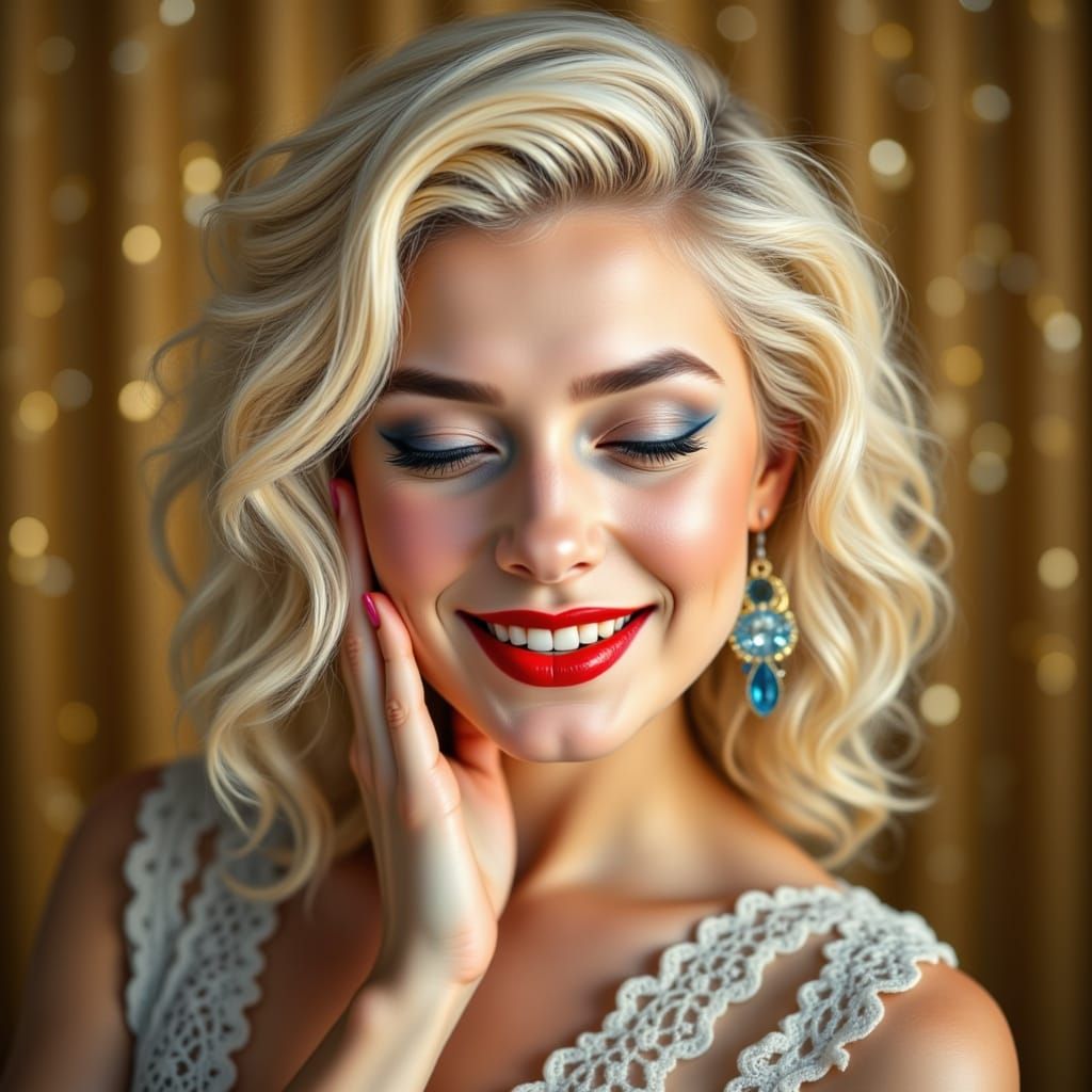 Glamorous Blonde in Retro Hollywood Portrait Style