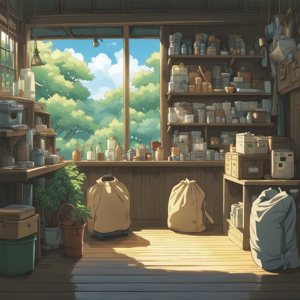 Bag of Normal Stuff in Studio Ghibli Anime Style