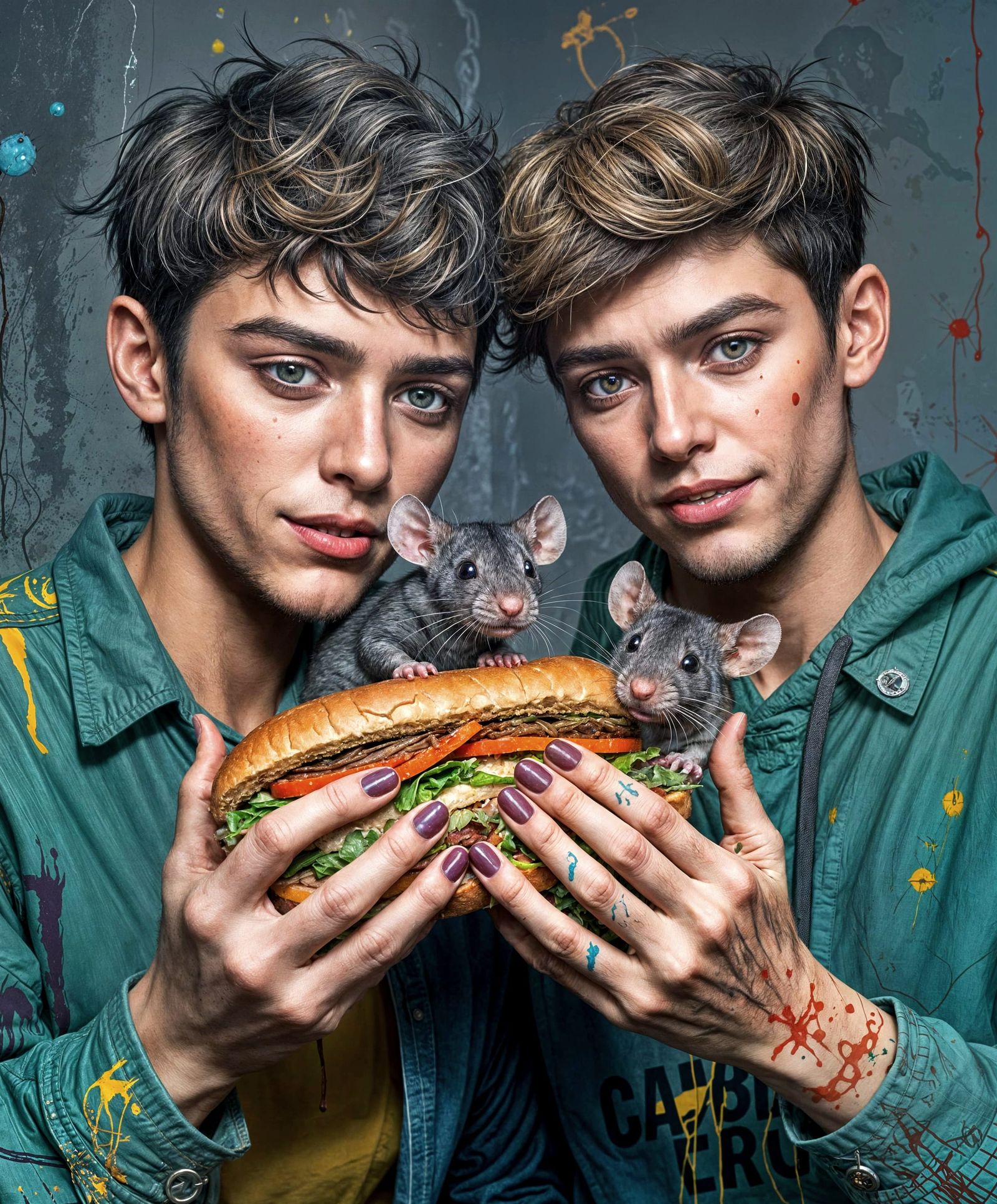 Basquiat-Inspired Friends Share a Splattered Sandwich