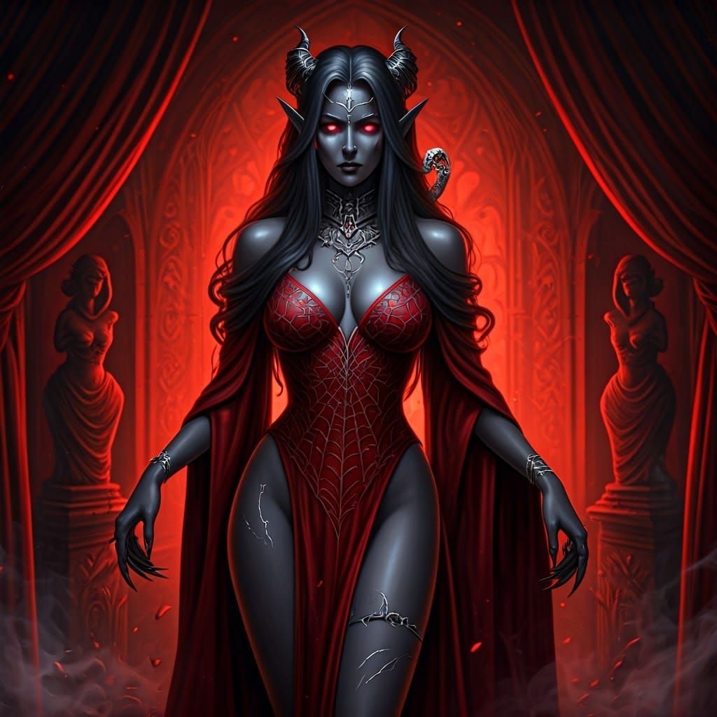 Drow Woman Portrait with Serpent in Dark Fantasy Style