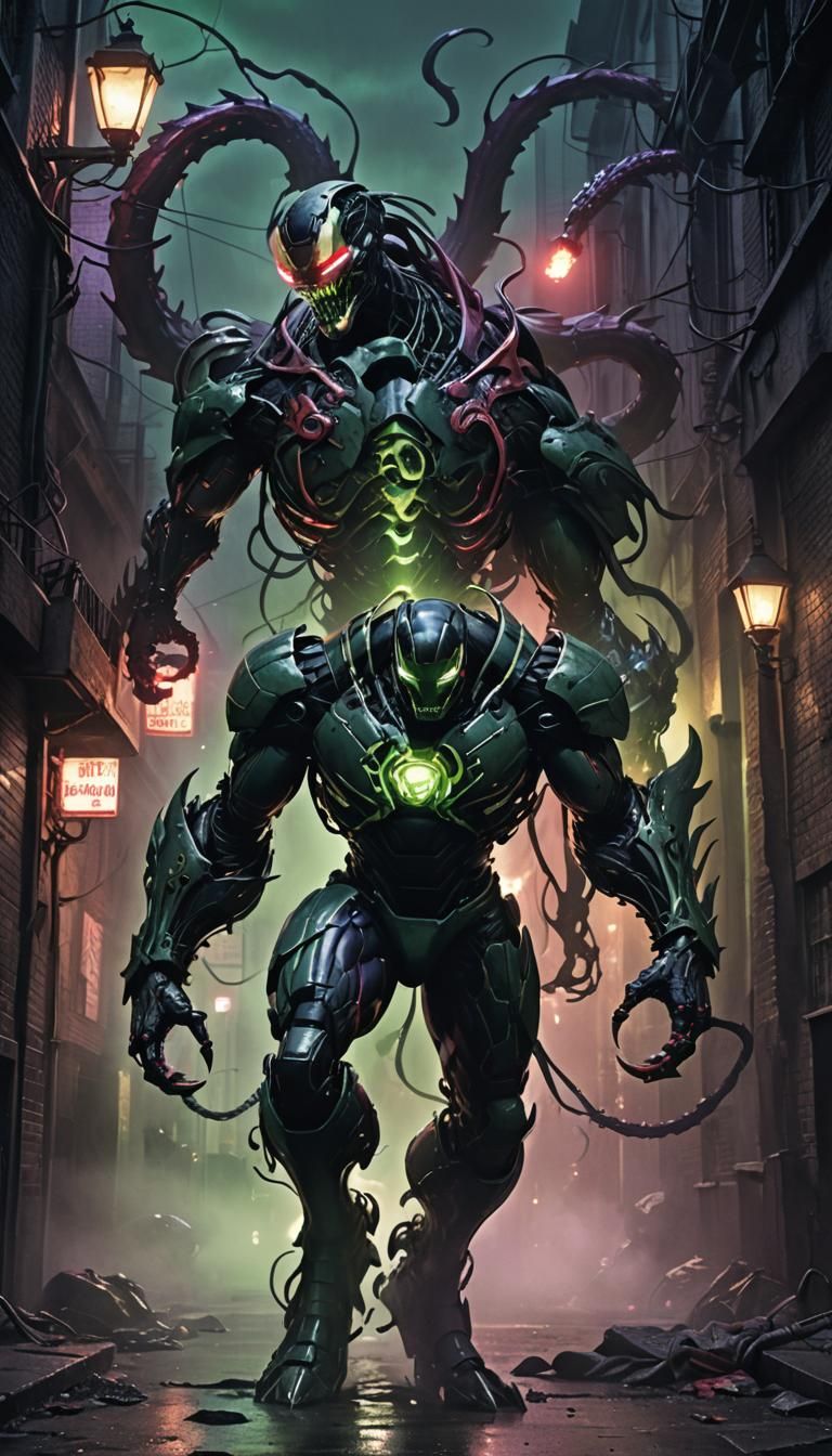 Menacing Symbiote Dragon in Dark Fantasy Art