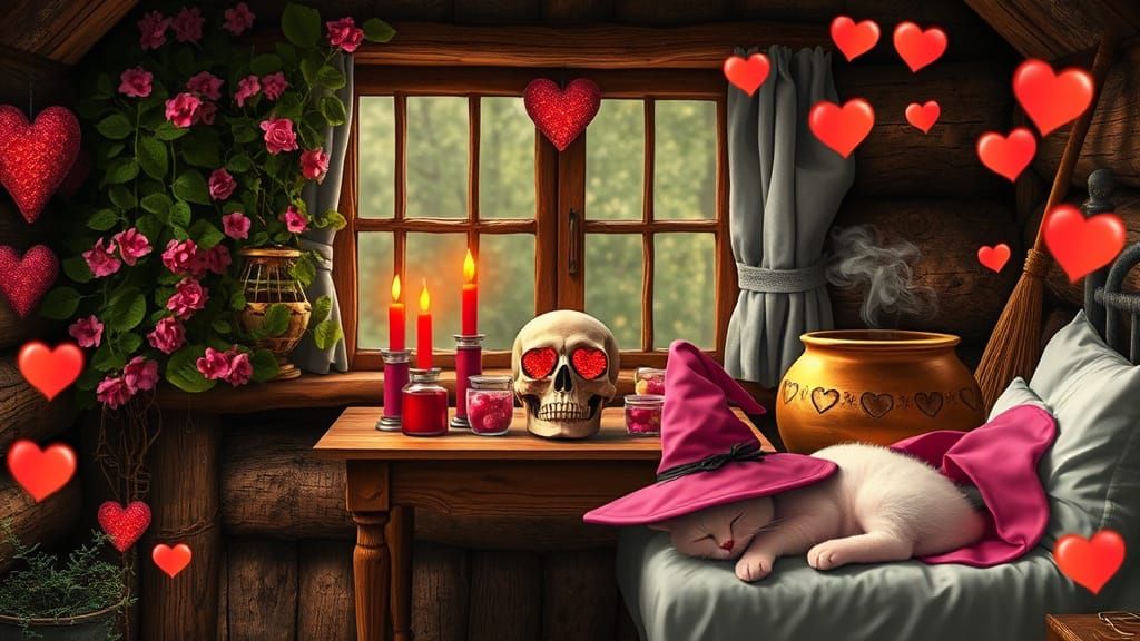 Whimsical Valentine's Day Witch's Hut