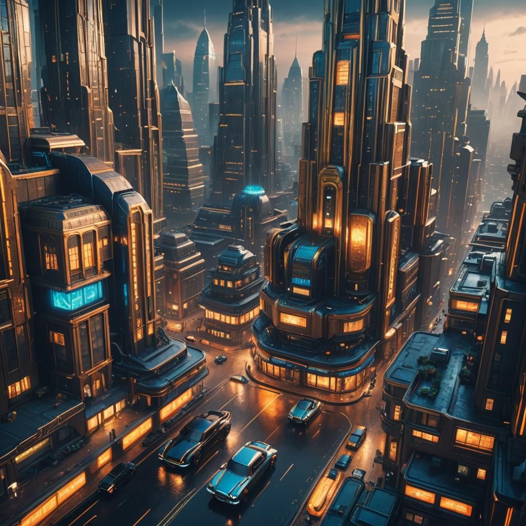 Retro-Futuristic London: Art Deco Cityscape