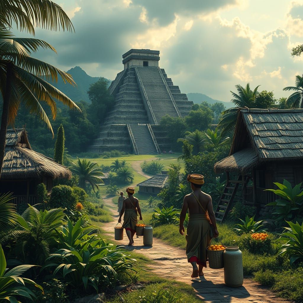 Ancient Mayan Village Life Near Chichen Itza