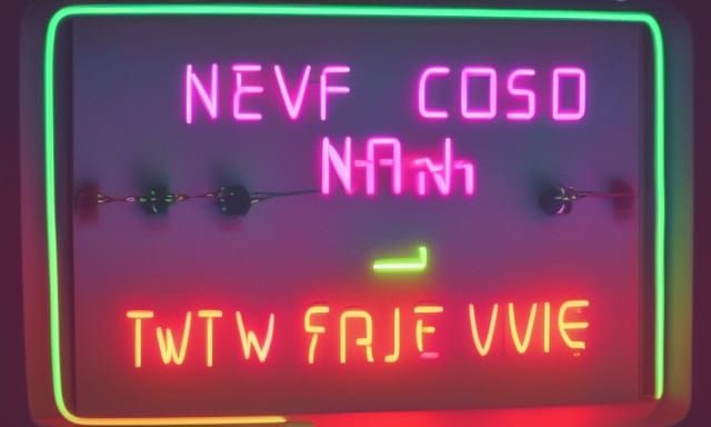 Synthwave Neon Sign with Slavic Script